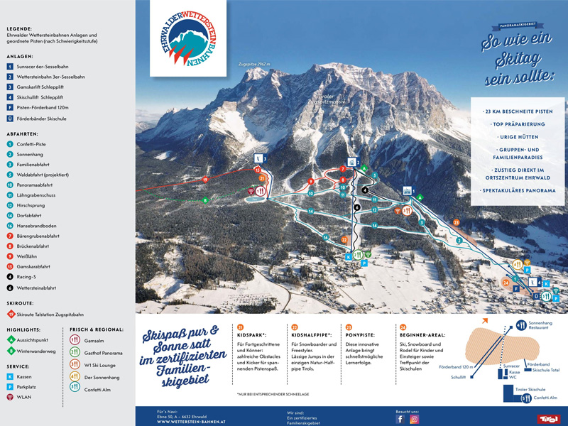 Pistenplan Ehrwalder Wettersteinbahnen 2022/23