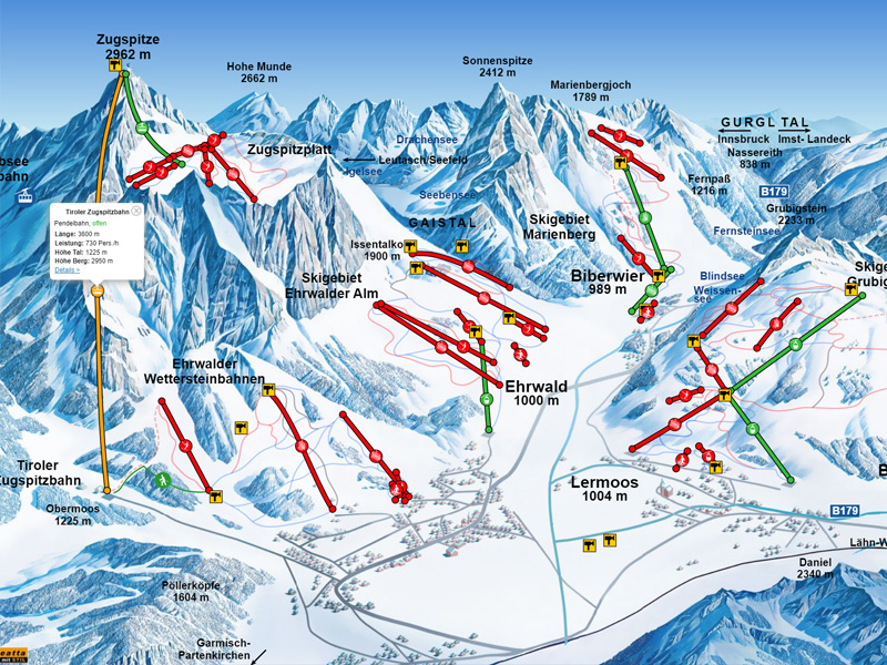 Interactive piste map Tiroler Zugspitzarena